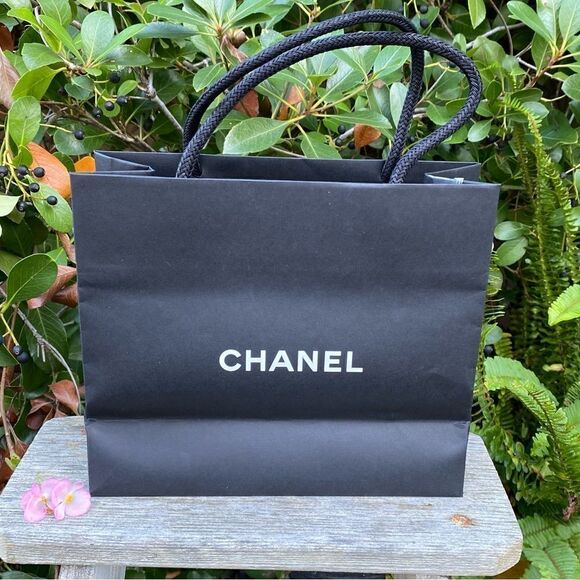 Chanel Black Paper Shopping/Gift Bag. 7.5" long x 8.5" x 3.5" deep. VGUC! - Picture 2 of 4
